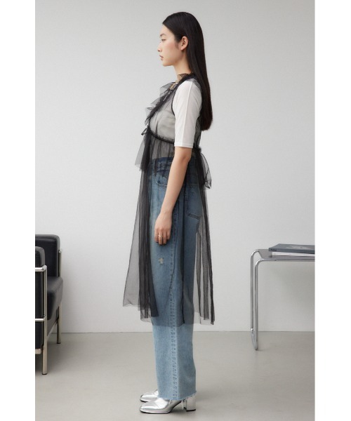AZUL by moussy(アズールバイマウジー)の「デザインチュールビスチェ(タンクトップ・レディース・グレー/ブラック・FREE)」の7枚目の写真