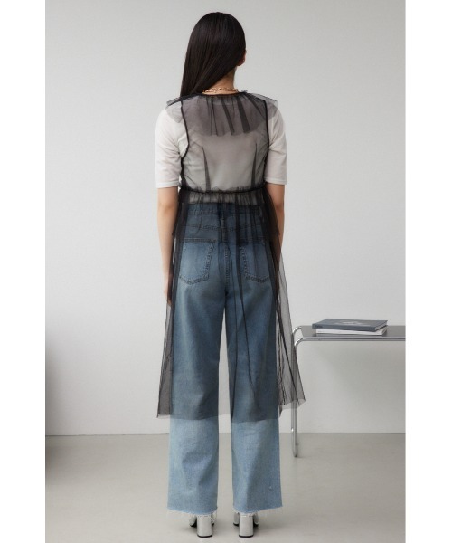 AZUL by moussy(アズールバイマウジー)の「デザインチュールビスチェ(タンクトップ・レディース・グレー/ブラック・FREE)」の8枚目の写真
