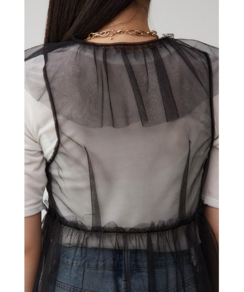 AZUL by moussy(アズールバイマウジー)の「デザインチュールビスチェ(タンクトップ・レディース・グレー/ブラック・FREE)」の10枚目の写真