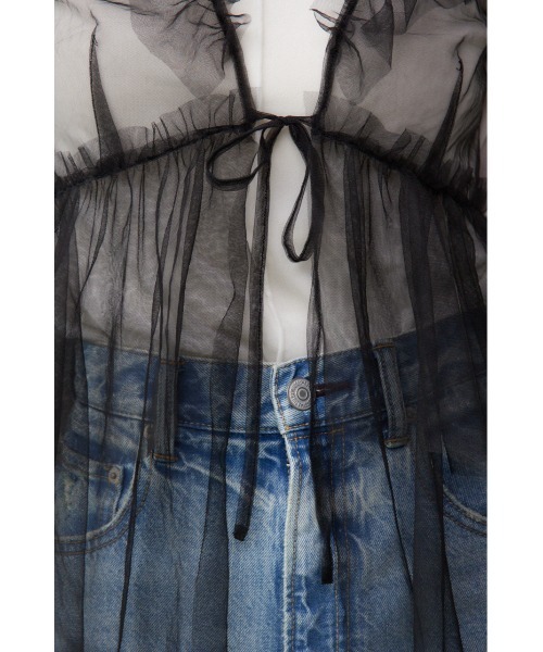 AZUL by moussy(アズールバイマウジー)の「デザインチュールビスチェ(タンクトップ・レディース・グレー/ブラック・FREE)」の12枚目の写真