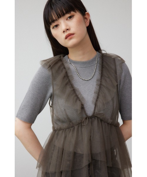 AZUL by moussy(アズールバイマウジー)の「デザインチュールビスチェ(タンクトップ・レディース・グレー/ブラック・FREE)」の14枚目の写真