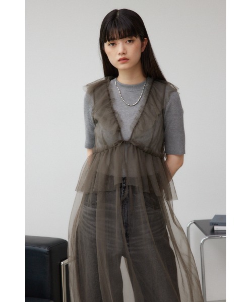 AZUL by moussy(アズールバイマウジー)の「デザインチュールビスチェ(タンクトップ・レディース・グレー/ブラック・FREE)」の15枚目の写真