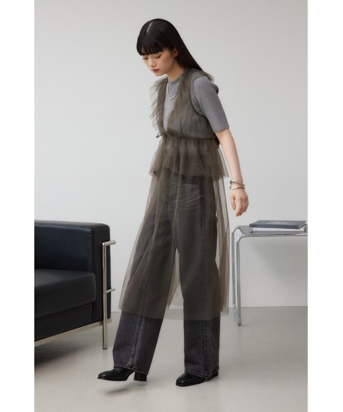 AZUL by moussy(アズールバイマウジー)の「デザインチュールビスチェ(タンクトップ・レディース・グレー/ブラック・FREE)」の16枚目の写真
