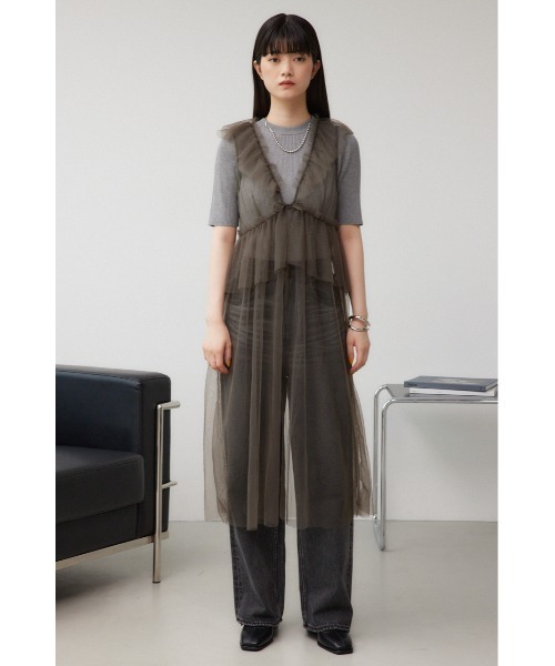 AZUL by moussy(アズールバイマウジー)の「デザインチュールビスチェ(タンクトップ・レディース・グレー/ブラック・FREE)」の17枚目の写真