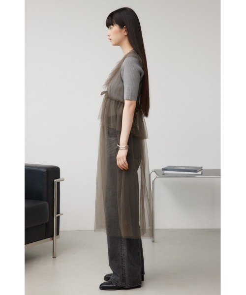 AZUL by moussy(アズールバイマウジー)の「デザインチュールビスチェ(タンクトップ・レディース・グレー/ブラック・FREE)」の18枚目の写真