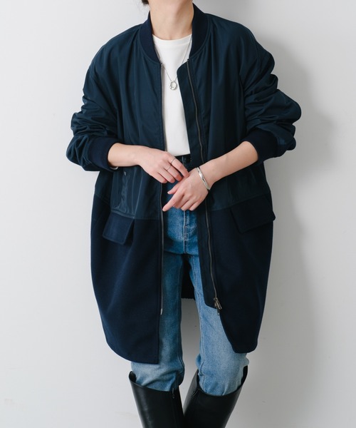 COLLAGE GALLARDAGALANTE（コラージュガリャルダガランテ）の「MA-1コンビブルゾン（ブルゾン・レディース・ネイビー/キャメル・FREE）」の2枚目の写真