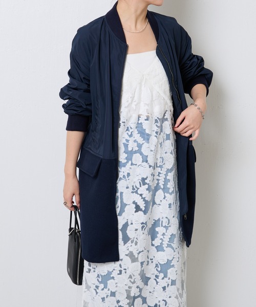 COLLAGE GALLARDAGALANTE（コラージュガリャルダガランテ）の「MA-1コンビブルゾン（ブルゾン・レディース・ネイビー/キャメル・FREE）」の8枚目の写真