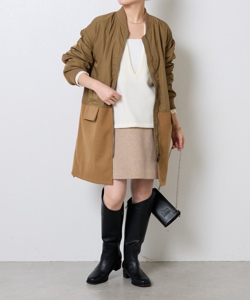 COLLAGE GALLARDAGALANTE（コラージュガリャルダガランテ）の「MA-1コンビブルゾン（ブルゾン・レディース・ネイビー/キャメル・FREE）」の12枚目の写真