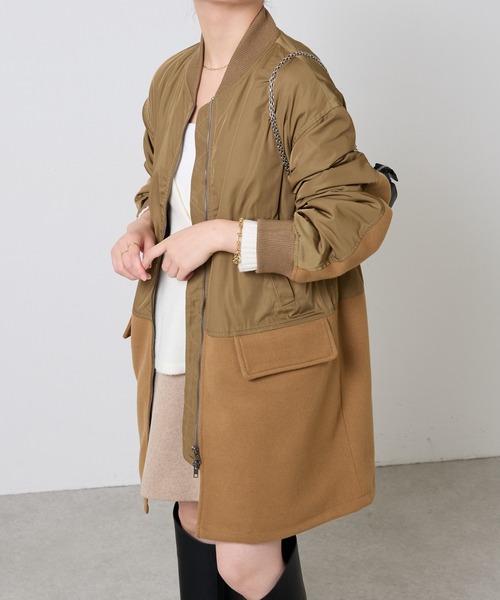 COLLAGE GALLARDAGALANTE（コラージュガリャルダガランテ）の「MA-1コンビブルゾン（ブルゾン・レディース・ネイビー/キャメル・FREE）」の13枚目の写真