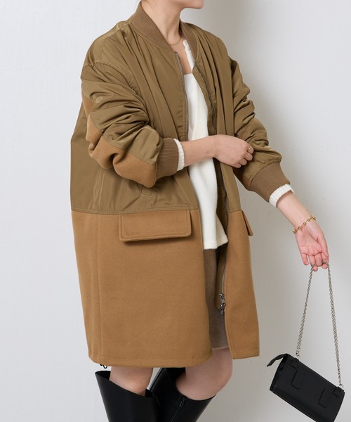 COLLAGE GALLARDAGALANTE（コラージュガリャルダガランテ）の「MA-1コンビブルゾン（ブルゾン・レディース・ネイビー/キャメル・FREE）」の16枚目の写真