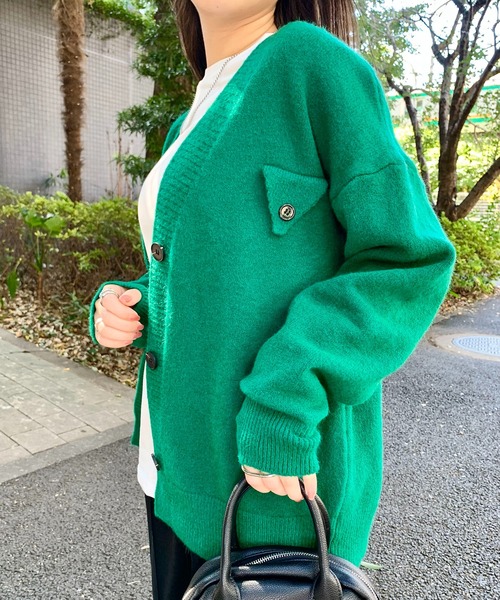SHEPP(シープ)の「ワンポイントデザイン ミドルカーディガン(カーディガン/ボレロ・レディース・ブラック/ベージュ/グリーン・F)」の10枚目の写真