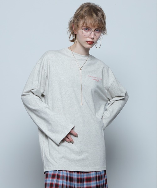 CREOLME(クレオルム)の「(CREOLME)グラフィックアートロングTシャツ(Tシャツ/カットソー・レディース・グレー/ホワイト系その他/ブラウン・FREE)」の14枚目の写真