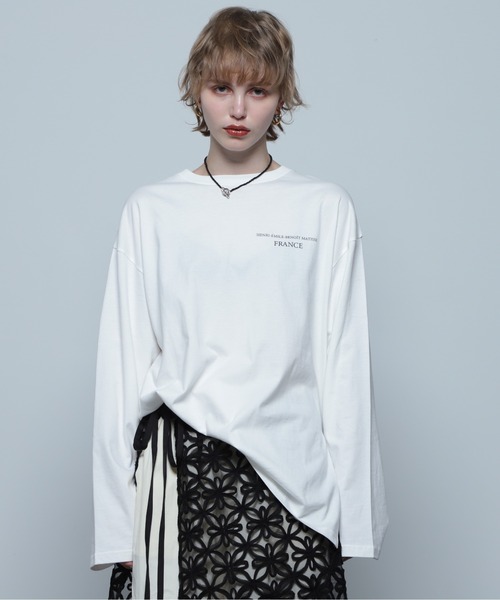 CREOLME(クレオルム)の「(CREOLME)グラフィックアートロングTシャツ(Tシャツ/カットソー・レディース・グレー/ホワイト系その他/ブラウン・FREE)」の7枚目の写真