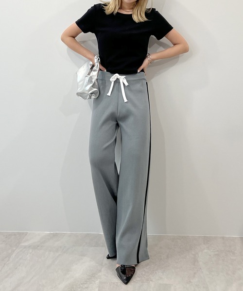 Futier land（フューティアランド）の「ライン配色ワイドニットパンツ（その他パンツ・レディース・ブラック/グレー・MEDIUM/LARGE）」の12枚目の写真