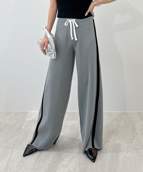 Futier land（フューティアランド）の「ライン配色ワイドニットパンツ（その他パンツ・レディース・ブラック/グレー・MEDIUM/LARGE）」の13枚目の写真