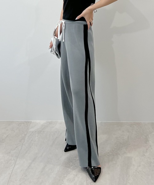 Futier land（フューティアランド）の「ライン配色ワイドニットパンツ（その他パンツ・レディース・ブラック/グレー・MEDIUM/LARGE）」の14枚目の写真