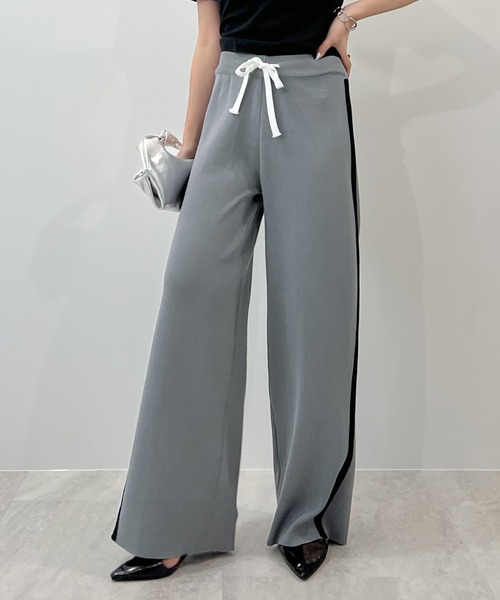 Futier land（フューティアランド）の「ライン配色ワイドニットパンツ（その他パンツ・レディース・ブラック/グレー・MEDIUM/LARGE）」の17枚目の写真