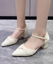 ツイストパンプス アンクルストラップ美脚