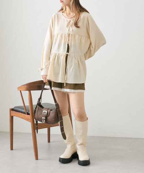 w closet(ダブルクローゼット)の「ロングブーツ(ブーツ・レディース・アイボリー/ブラック/ブラック系その他・MEDIUM/LARGE)」の6枚目の写真