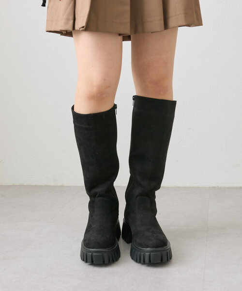 ブラック ロングブーツ ダブルCロゴ ノベルティ商品 日本製 BARKBOX 6 バックル ブーツ サイドジップ 本革 レザー MADMAX