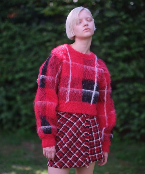 FURFUR（ファーファー）の「チェックジャガードニットトップス（ニット