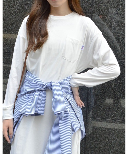 spiritoso（スピリトーゾ）の「【spiritoso】USAコットン ロンTワンピース（ワンピース・レディース・ブラック/ブルー系その他/ベージュ/パープル/カーキ/ホワイト・FREE）」の8枚目の写真