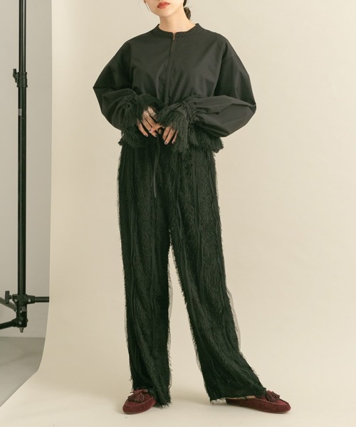 KBF（ケイビーエフ）の「フリンジイージーパンツ（その他パンツ・レディース・ブラック/アイボリー・ONE）」の5枚目の写真