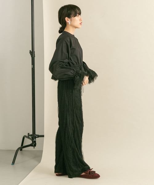 KBF（ケイビーエフ）の「フリンジイージーパンツ（その他パンツ・レディース・ブラック/アイボリー・ONE）」の6枚目の写真