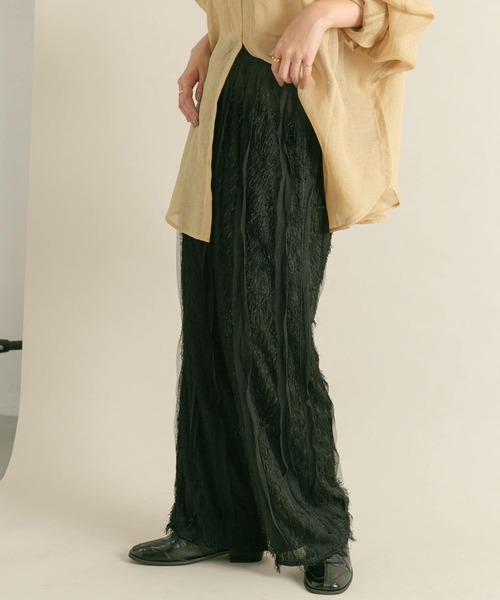 KBF（ケイビーエフ）の「フリンジイージーパンツ（その他パンツ・レディース・ブラック/アイボリー・ONE）」の8枚目の写真