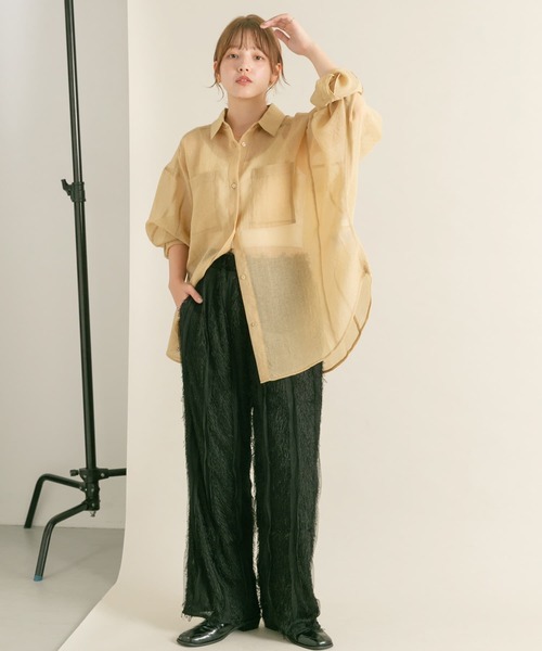 KBF（ケイビーエフ）の「フリンジイージーパンツ（その他パンツ・レディース・ブラック/アイボリー・ONE）」の10枚目の写真