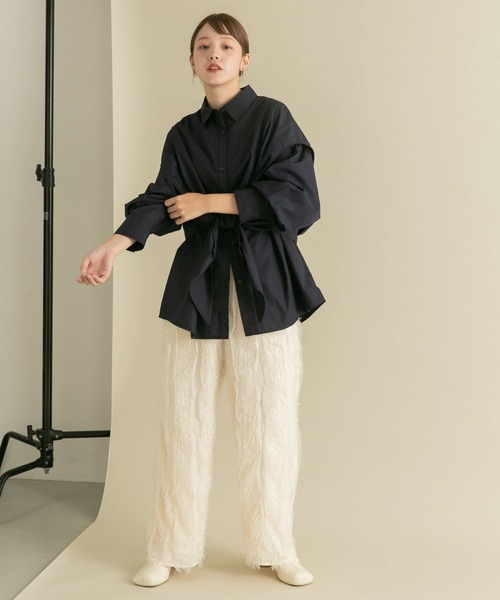 KBF（ケイビーエフ）の「フリンジイージーパンツ（その他パンツ・レディース・ブラック/アイボリー・ONE）」の13枚目の写真