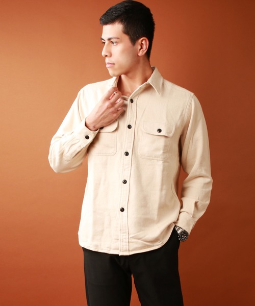 WESTSEA（ウエストシー）の「ヘビーネル 無地 長袖ワークシャツ（シャツ/ブラウス・メンズ・グレー/ネイビー/ブラック/サックスブルー/アイボリー・L/XL/M）」の6枚目の写真