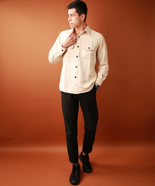 WESTSEA（ウエストシー）の「ヘビーネル 無地 長袖ワークシャツ（シャツ/ブラウス・メンズ・グレー/ネイビー/ブラック/サックスブルー/アイボリー・L/XL/M）」の8枚目の写真