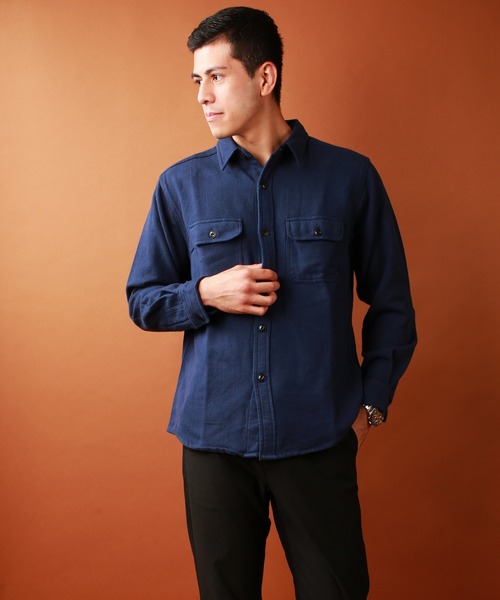 WESTSEA（ウエストシー）の「ヘビーネル 無地 長袖ワークシャツ（シャツ/ブラウス・メンズ・グレー/ネイビー/ブラック/サックスブルー/アイボリー・L/XL/M）」の11枚目の写真