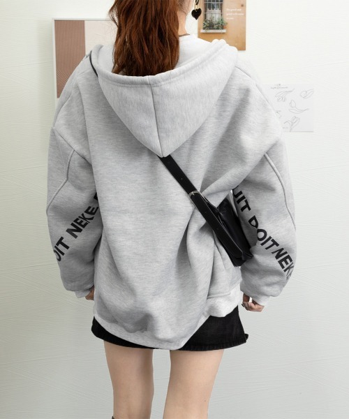 Miniministore(ミニミニストア)の「裏起毛パーカー ジップアップ フーディー(パーカー・レディース・グレー/ブラック・FREE)」の13枚目の写真