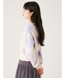 [L.B CANDY STOCK]ビジューアーガイルニットトップス　LAV リリーブラウン LILY BROWN [L.B CANDY STOCK]ビジュー