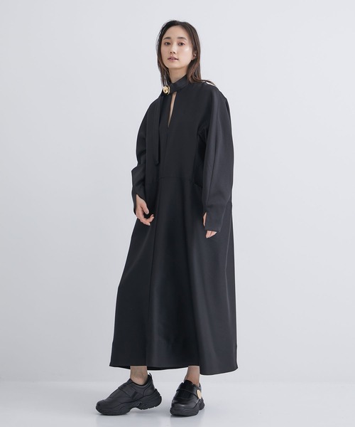 【HARUNOBUMURATA/ハルノブムラタ】別注 ELIANA GOLDボタン/ROUND SHAPED VOLUME DRESS/エリアナ/ラウンドシェイプボリュームドレス（ワンピース）｜HARUNOBUMURATA（ハルノブムラタ）