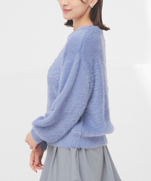 KBF フェザークルーニット セーター ブルー Honeys（ハニーズ）の「フェザークルーニット（ニット/セーター）」 - WEAR