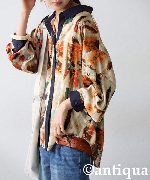 antiqua(アンティカ)の「アート柄シャツ(シャツ/ブラウス・レディース・ベージュ・ONESIZE)」の8枚目の写真