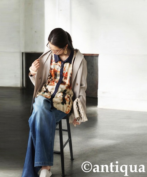 antiqua(アンティカ)の「アート柄シャツ(シャツ/ブラウス・レディース・ベージュ・ONESIZE)」の10枚目の写真