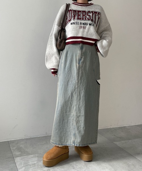 WEGO(ウィゴー)の「WEGO/サークルカットレイヤードデニムロングスカート(デニムスカート・レディース・ブラック系3/コバルトブルー・FREE)」の14枚目の写真