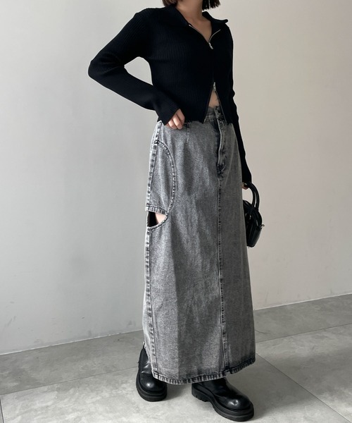 セール】WEGO/サークルカットレイヤードデニムロングスカート（デニム