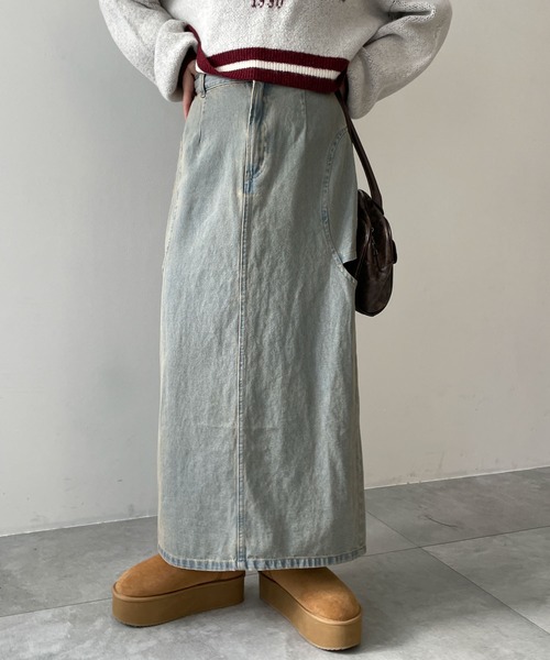 WEGO(ウィゴー)の「WEGO/サークルカットレイヤードデニムロングスカート(デニムスカート・レディース・ブラック系3/コバルトブルー・FREE)」の7枚目の写真