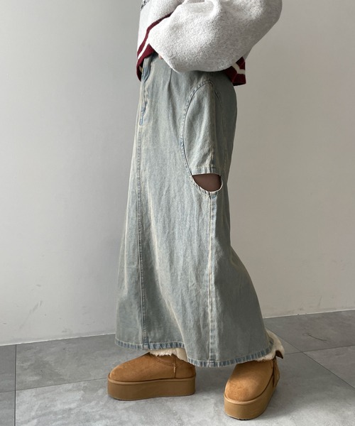 WEGO(ウィゴー)の「WEGO/サークルカットレイヤードデニムロングスカート(デニムスカート・レディース・ブラック系3/コバルトブルー・FREE)」の8枚目の写真