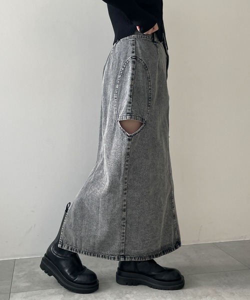 WEGO(ウィゴー)の「WEGO/サークルカットレイヤードデニムロングスカート(デニムスカート・レディース・ブラック系3/コバルトブルー・FREE)」の16枚目の写真