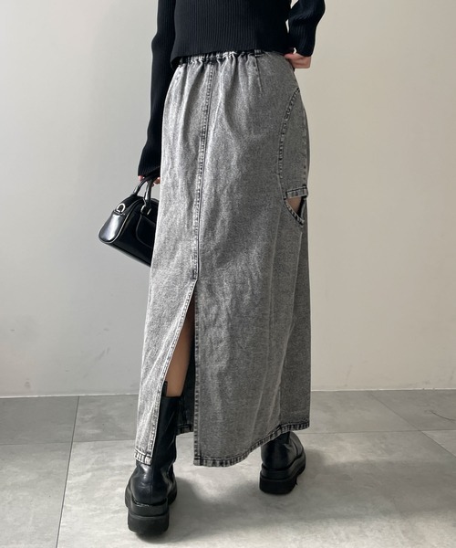 WEGO(ウィゴー)の「WEGO/サークルカットレイヤードデニムロングスカート(デニムスカート・レディース・ブラック系3/コバルトブルー・FREE)」の17枚目の写真