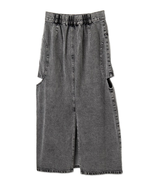 サークルカット レイヤード デニムスカート アイスブルー CLANE