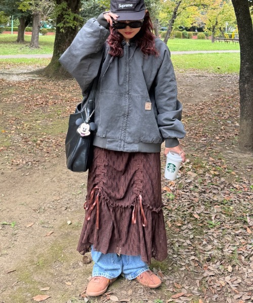 Auntie Rosa(アンティローザ)の「【rin.】レースギャザーレイヤードスカート(スカート・レディース・ホワイト/ブラウン・FREE)」の14枚目の写真