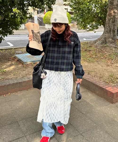 Auntie Rosa(アンティローザ)の「【rin.】レースギャザーレイヤードスカート(スカート・レディース・ホワイト/ブラウン・FREE)」の11枚目の写真