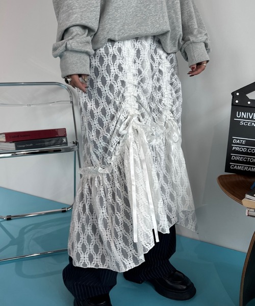 Auntie Rosa(アンティローザ)の「【rin.】レースギャザーレイヤードスカート(スカート・レディース・ホワイト/ブラウン・FREE)」の4枚目の写真